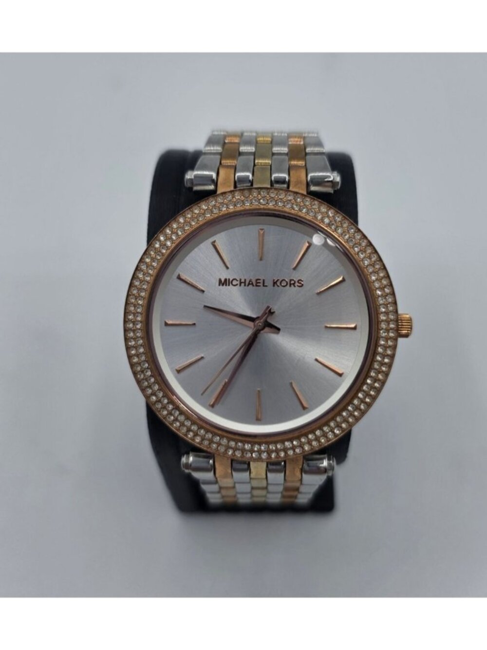 Michael Kors Womens MK3203 Silver, Gold Rose-Tones Watch Crystal Bezel